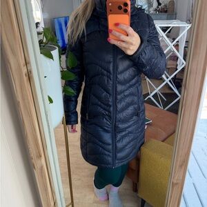 Women's Long Quilted Puffer Coat - Navy